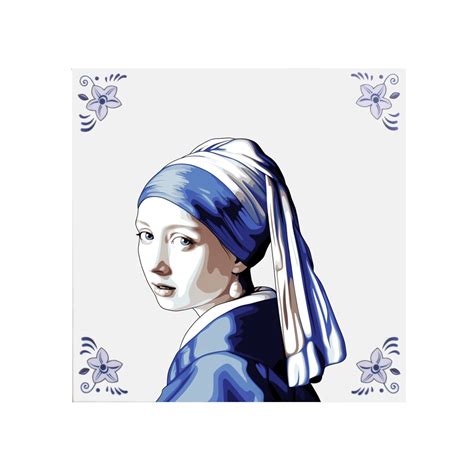 Delft Blue Ceramic Tile: Girl With a Pearl Earring Handmade Ceramic Art, Delft Tile, Dutch Art ...