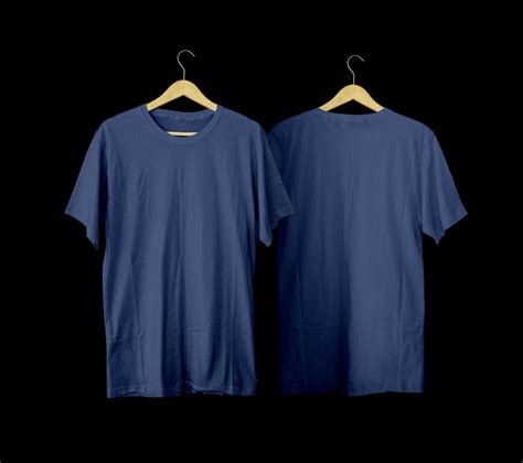 Short-sleeved blue t-shirts for mockups. plain t-shirt with black background for design preview ...