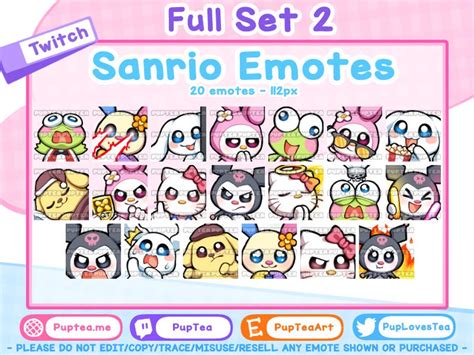 20x Cute Sanríó Emotes Pack for Twitch Youtube and Discord Full Set 2 - Etsy Hong Kong