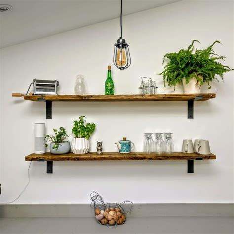 Scaffold Board Rustic Wooden Shelf -SHORT (30cm to 140cm) with OSMO Finish: Amazon.co.uk: Handmade