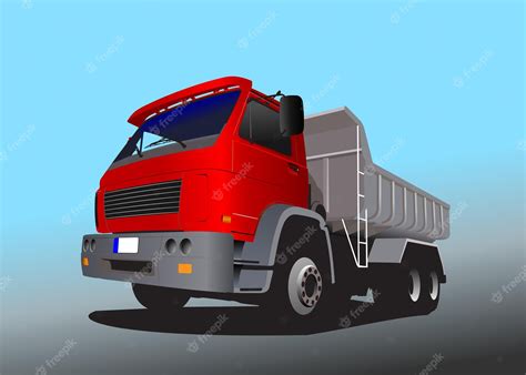 Premium Vector | A big red dump truck 3d color vector illustration