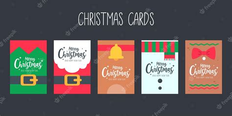 Premium Vector | Christmas card. Santa Set Christmas Greeting Card ...