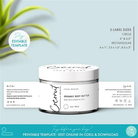 Skin Care Label Templates Serums, Toners, Face Creams, Foundation.Printable Template Gallery