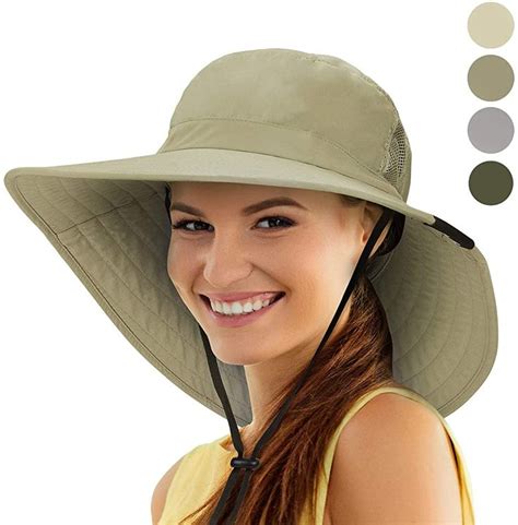 Womens Sun Hat Extra Wide Hard Brim Large Boonie Fishing Safari Hiking Cap | Sun hats for women ...