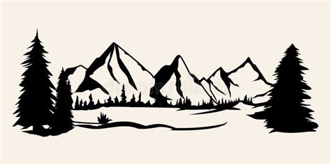 Mountains Silhouettes. Mountains Vector, Mountains Vector of Outdoor Design Elements, Mountain ...