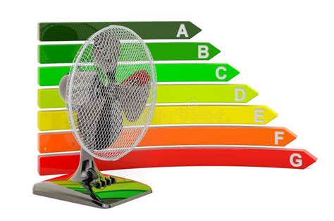 Table Fan with Energy Efficiency Chart, 3D Rendering Stock Illustration - Illustration of energy ...