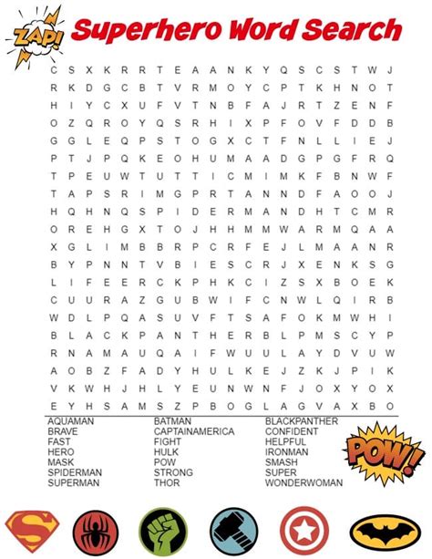 Superhero Word Search Puzzle – Mom vs the Boys