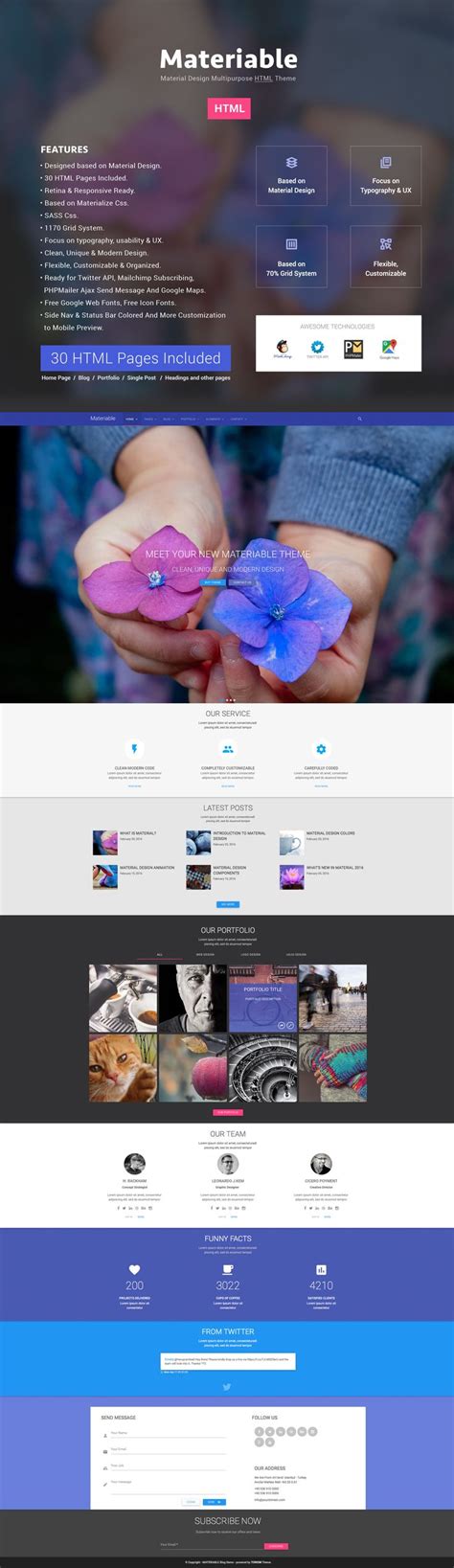 an image of a website page with the wordpress theme in blue and purple ...