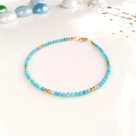 Gold filled turquoise stacking bracelet - NicteShop