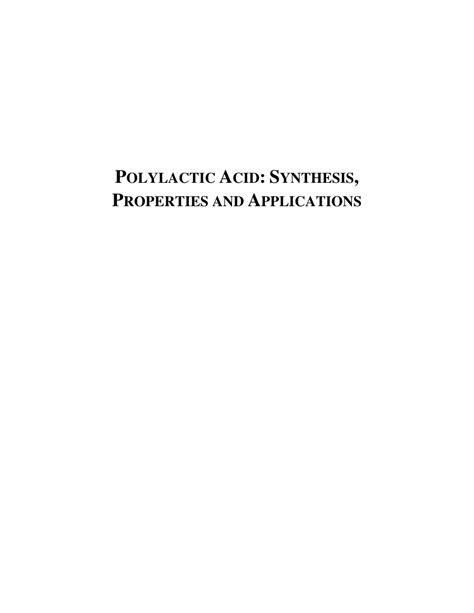 (PDF) Synthesis of polylactic acid for biomedical, food packaging and ...