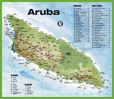 Travel map of Aruba