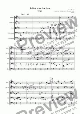 Adios muchachos - Tango for String Ensamble - Download Sheet Music PDF