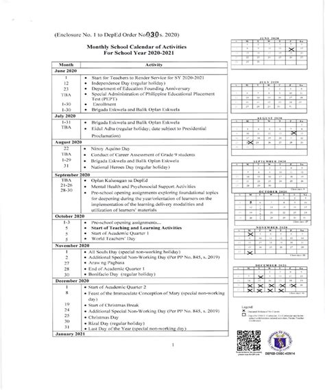 Deped Releases Adjusted School Calendar For School Year 2020 2021 ...