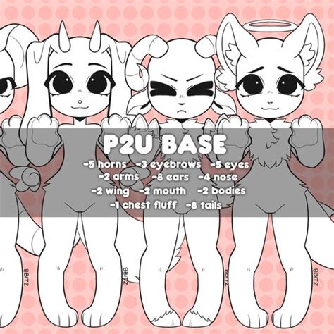 P2U Furry Lineart Base for Fursona Reference Sheet Adopts - Etsy