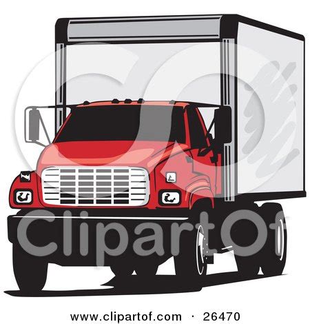 Clipart Illustration of a Big Red Delivery Truck Parked by David Rey #26470