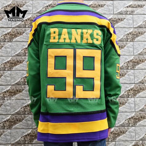 MM MASMIG Mighty Ducks #99 Adam Banks Movie Hockey Jersey Green-in ...