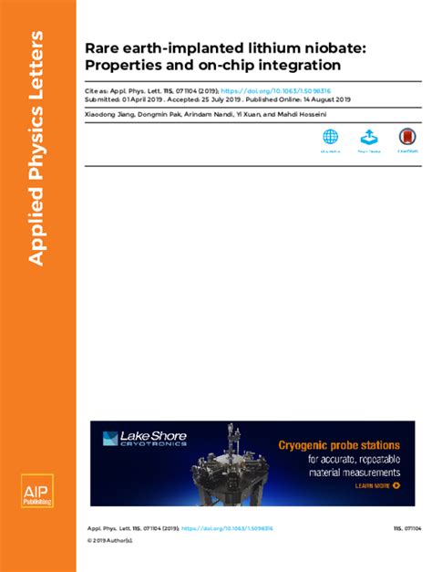 (PDF) Rare earth-implanted lithium niobate: Properties and on-chip integration | mahdi hosseini ...