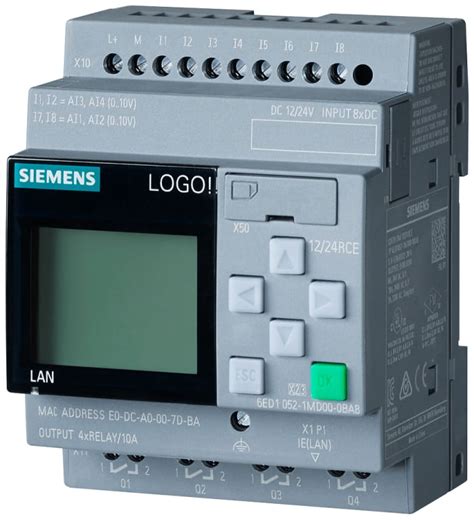 6ED1052-1CC08-0BA1 Siemens | Siemens LOGO! Series PLC CPU for Use with LOGO! 8.3, 24 V dc Supply ...