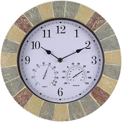 Clocks Outdoor with Temperature and Humidity Outdoor Clocks for the Garden Wall Mounted ...