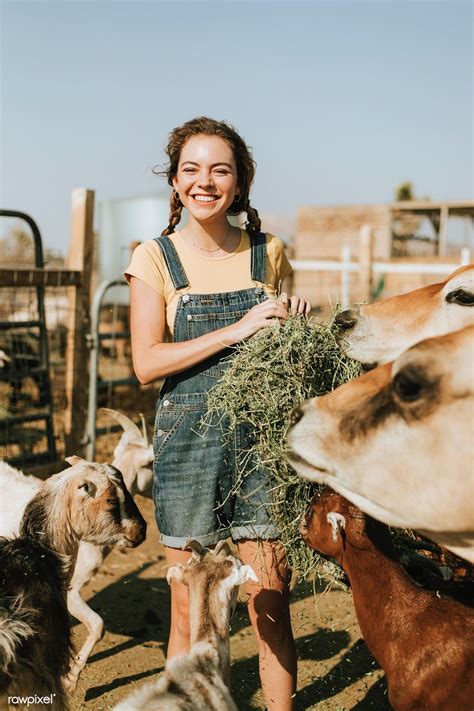 Cheerful young girl feeding goats and a cow | premium image by rawpixel.com / McKinsey Farm ...