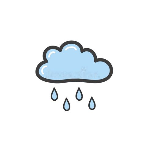 Drawing Blue Clouds with Rain in the Style of a Doodle. Symbol of Rainy Weather. Vector Drawing ...