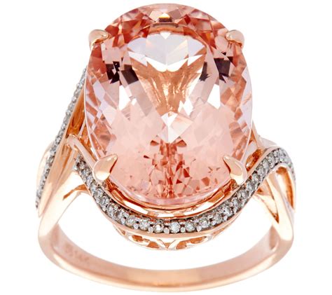 Oval Morganite and Diamond Bold Ring, 14K Gold 10.00 ct - Page 1 — QVC.com