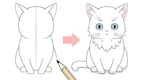 How to Draw an Anime Cat or Kitten - YouTube