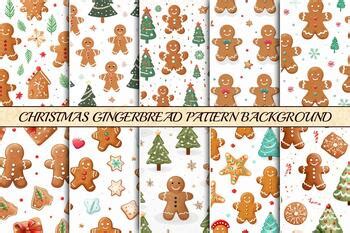 Christmas Gingerbread Pattern Background Wallpaper Printable Digital Paper