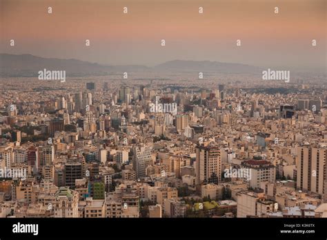 Iran, Tehran, elevated city skyline from the Roof of Iran Park, dusk Stock Photo - Alamy