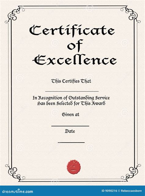 Certificate Of Excellence Royalty Free Stock Image - Image: 9090216