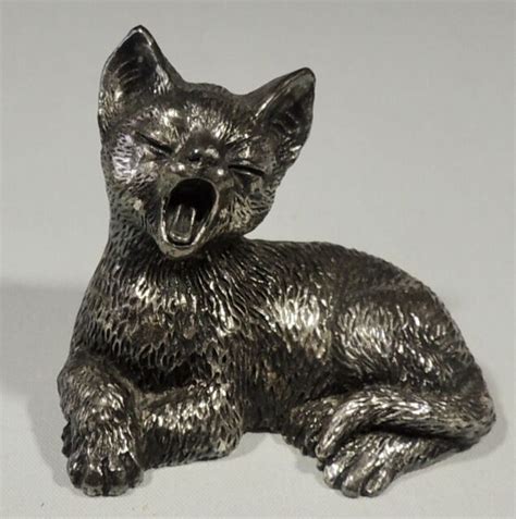 Vintage Sterling Silver 925 Filled Yawning Kitten Cat Figurine Excellent | eBay