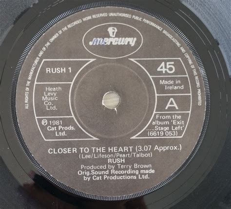 Rush - Closer To The Heart (1981, Paper Labels, Vinyl) | Discogs