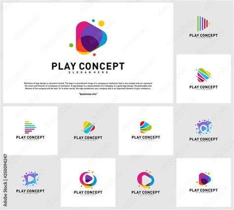 Set of Colorful Play logo design concept. Play logo template vector ...