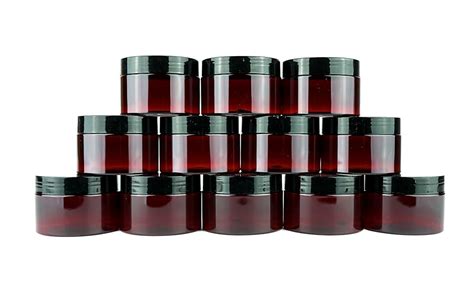 Amazon.com: Nature Packaged's Amber Plastic Jars (Pack of 12) - 4oz Amber Plastic Jars with Lids ...