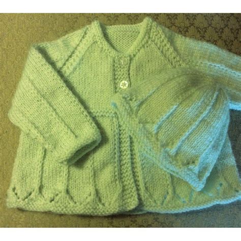 Pretty Matinee Jacket & Toque 0-3 months Knitting pattern by heathbrook ...