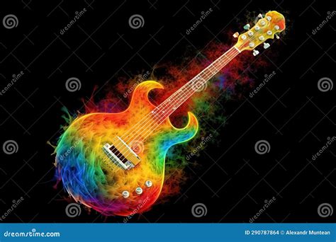 Rainbow Guitar on Dark Background. Stock Photo - Image of wood, music ...