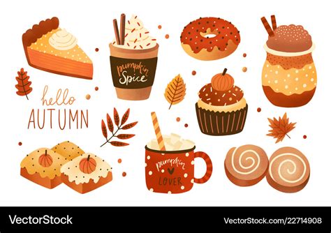 Collection of pumpkin spice seasonal flavored Vector Image