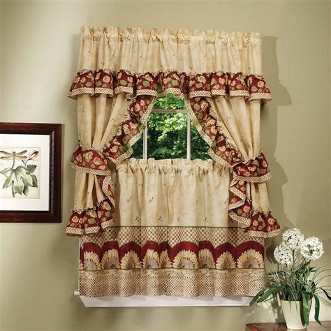 Sunflower 5 Pc. Complete Kitchen Curtain Tier & Swag Set - 24 in. Long ...