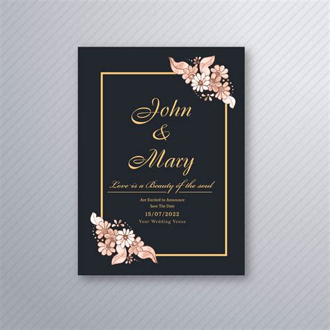 Wedding invitation card template with decorative floral backgrou 249592 ...