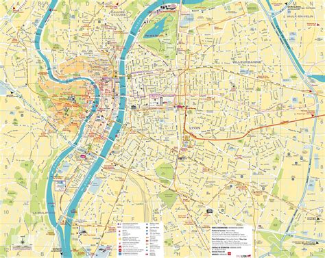 Lyon map - Lyon map pdf (Auvergne-Rhône-Alpes - France)