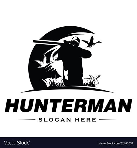 Hunter logo man design Royalty Free Vector Image