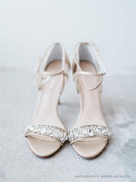 Nude Wedding Shoes Blush Pink Strappy Bridal Heels With Crystals And ...