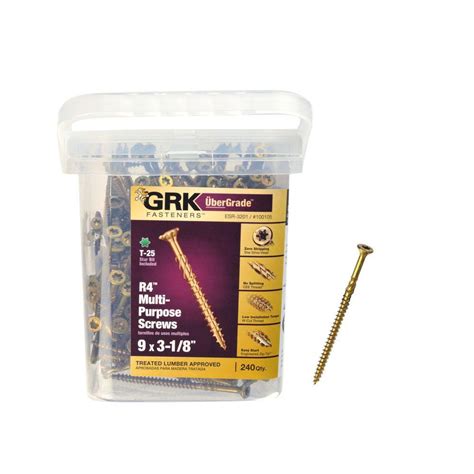 GRK Fasteners #9 x 3-1/8 in. Star Drive Bugle Head R4 Multi-Purpose ...