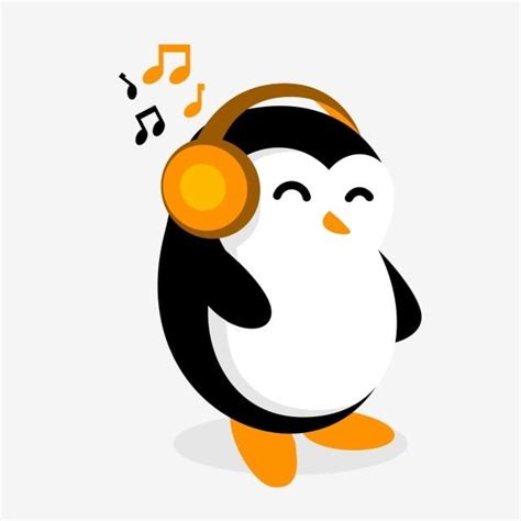 Penguin Cartoon with Headphones