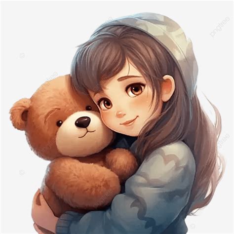 Cartoon Character Hugging A Teddy Bear Exuding Warmth And Comfort ...