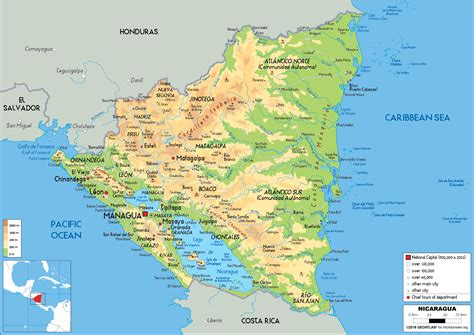 Nicaragua Map (Physical) - Worldometer