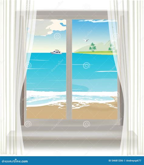 Tropical Beach through the Window Stock Vector - Illustration of ...