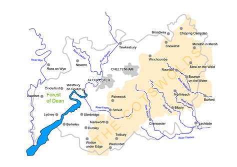 Map of Gloucestershire ... Forest of Dean, Severn Vale & Cotswolds