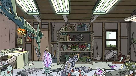 Download A Cartoon Image Of A Garage With A Lot Of Junk | Wallpapers.com