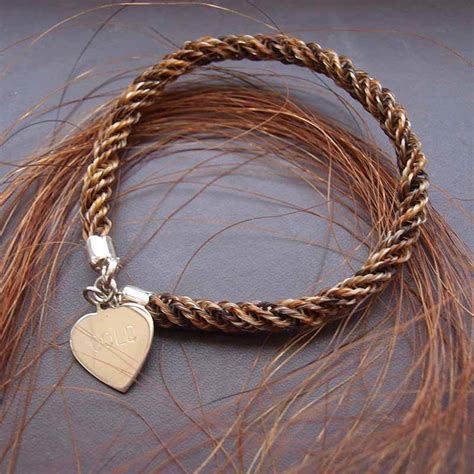 Horsehair Complete Braid Bracelet with Silver Heart Charm Horse ...